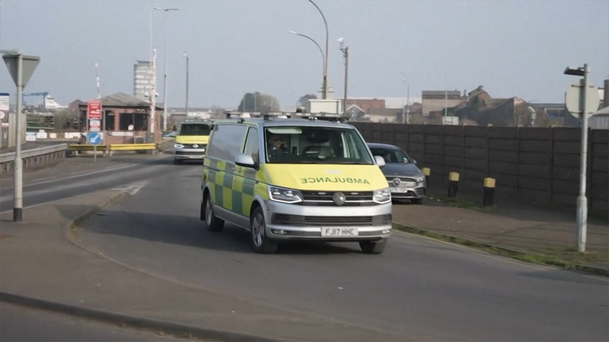 Ambulances leaving the port.