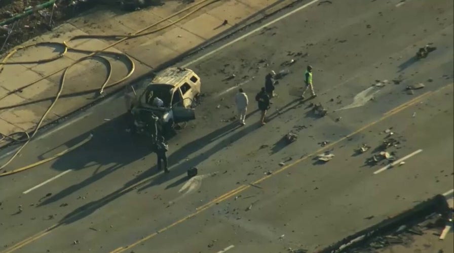 Aerial view shows damage after Philadelphia plane crash