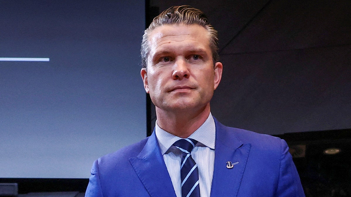 Defense Secretary Pete Hegseth at a NATO meeting in Brussels