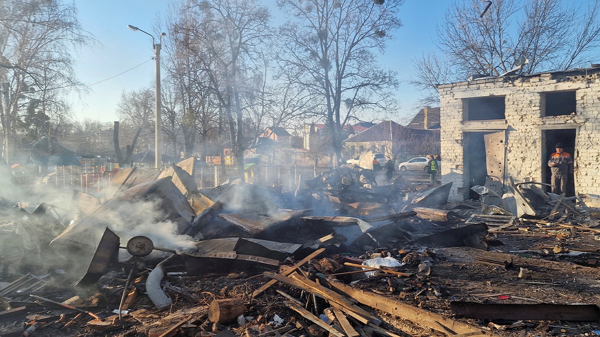 Aftermath of a Russian attack in Ukraine