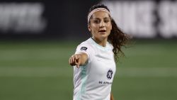 LEESBURG, VA - JUNE 17: Nadia Nadim #10 of Racing Louisville FC looks on during the second half against Washington Spirit at Segra Field on June 17, 2022 in Leesburg, Virginia. (Photo by Tim Nwachukwu/Getty Images)