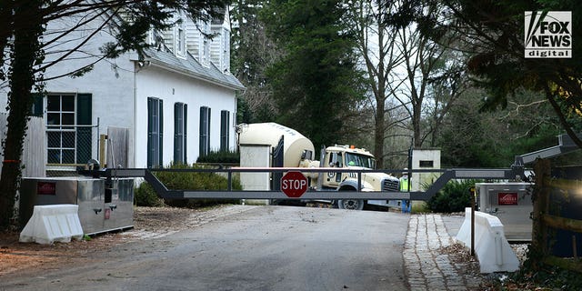 General view of the gate to the access road leading to the home of President Joe Biden in Wilmington, DE, on Thursday, January 12. 2023. 