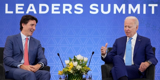 President Joe Biden meets with Canadian Prime Minister Justin Trudeau at the InterContinental Presidente Mexico City hotel in Mexico City,Tuesday, Jan. 10, 2023. (AP Photo/Andrew Harnik)