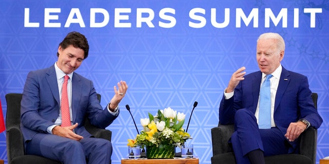 President Joe Biden meets with Canadian Prime Minister Justin Trudeau at the InterContinental Presidente Mexico City hotel in Mexico City,Tuesday, Jan. 10, 2023.