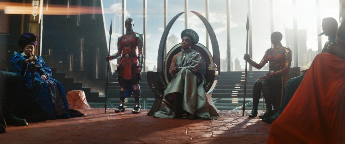 Queen Ramonda seated on the throne