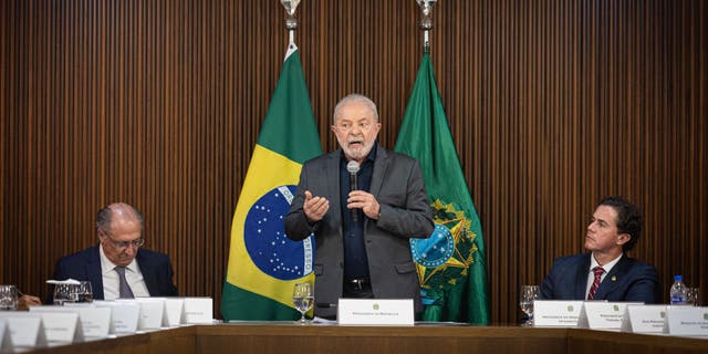 Luiz Inacio Lula da Silva, Brazil's president, speaks during a meeting with governors in Brasilia following an attack on the nation's capital. (Arthur Menescal/Bloomberg via Getty Images)