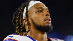 FILE - Buffalo Bills defensive back Damar Hamlin (3) leaves the field after an NFL football game against the New England Patriots, Thursday, Dec. 1, 2022, in Foxborough, Mass. Hamlin was in critical condition early Tuesday, Jan. 3, 2023, after the Bills say his heart stopped following a tackle during the Monday Night Football game, which was indefinitely postponed. (AP Photo/Greg M. Cooper, File)