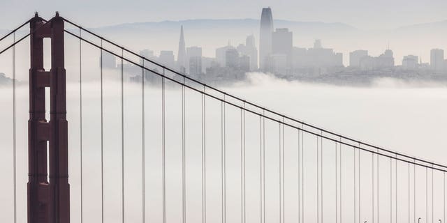 View of San Francisco from the Golden Gate Bridge.