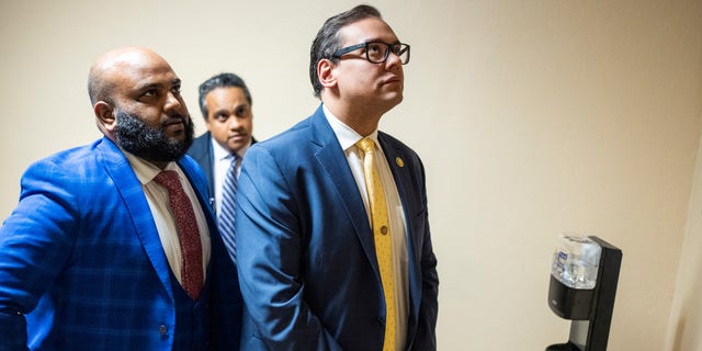 Rep. George Santos, R-N.Y., is seen in the U.S. Capitol on Jan. 12, 2023.