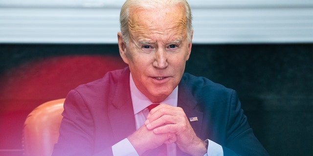 President Biden delivers remarks during a meeting with Democratic congressional leaders in the Roosevelt Room of the White House on Tuesday, Jan. 24, 2023. 