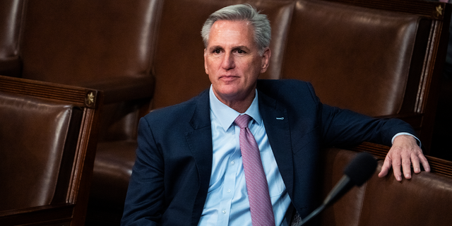 Republican Leader Kevin McCarthy, R-Calif., is seen on the House floor Friday, Jan. 6, 2023.