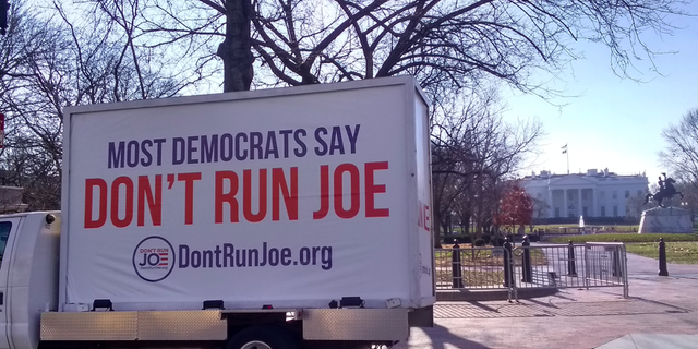 Don't Run Joe mobile billboard in front of the White House.