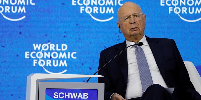 World Economic Forum founder and executive chairman Klaus Schwab participates in a discussion at the conference in Davos, Switzerland, on May 26, 2022.