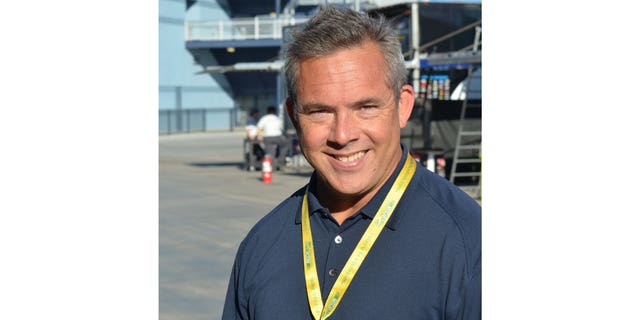 NASCAR driver and TV pit reporter for FOX Sports Hermie Sadler during the NASCAR Camping World Truck Series DC Solar 350 at Las Vegas Motor Speedway, Las Vegas, NV.