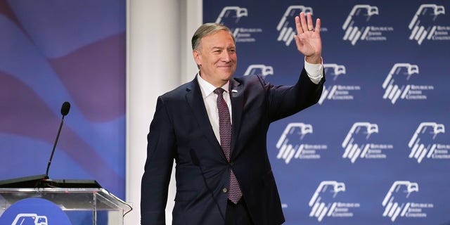 Former Secretary of State Mike Pompeo speaks at an annual leadership meeting of the Republican Jewish Coalition, Nov. 18, 2022, in Las Vegas.