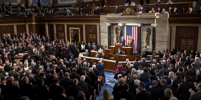 Speaker-elect Kevin McCarthy gives a speech before being sworn in, following Republicans winning the vote for speaker in Washington, DC on January 7th, 2022. 