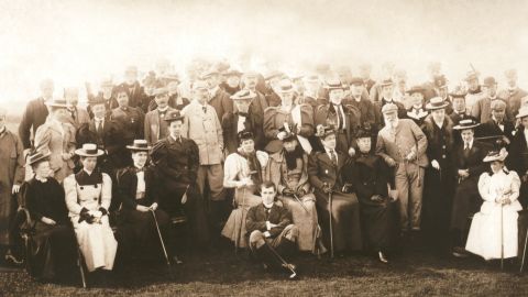 Members of the St. Andrews Ladies Golf Club gather for a picture, taken in the late 19th century.