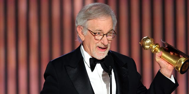 Steven Spielberg accepts best director award for "The Fabelmans."