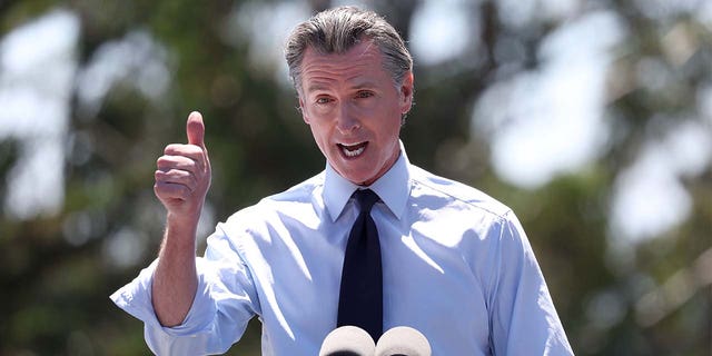 Newsom speaks during a visit to Chabot Space &amp; Science Center Aug. 12, 2022, in Oakland, Calif.