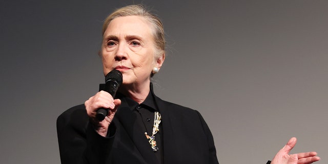 Hillary Rodham Clinton speaks on stage at Museum of Modern Art on May 24, 2022 in New York City. (Photo by Cindy Ord/Getty Images) 