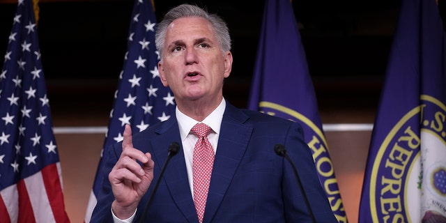 House Minority Leader Kevin McCarthy, R-Calif., answers questions during a press conference at the U.S. Capitol on July 29, 2022, in Washington, DC. 