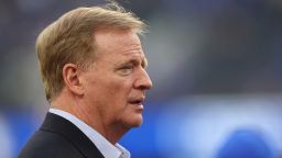 NFL commissioner Roger Goodell watches action prior to a  game between the Los Angeles Rams and the Chicago Bears at SoFi Stadium on September 12, 2021 in Inglewood, California.