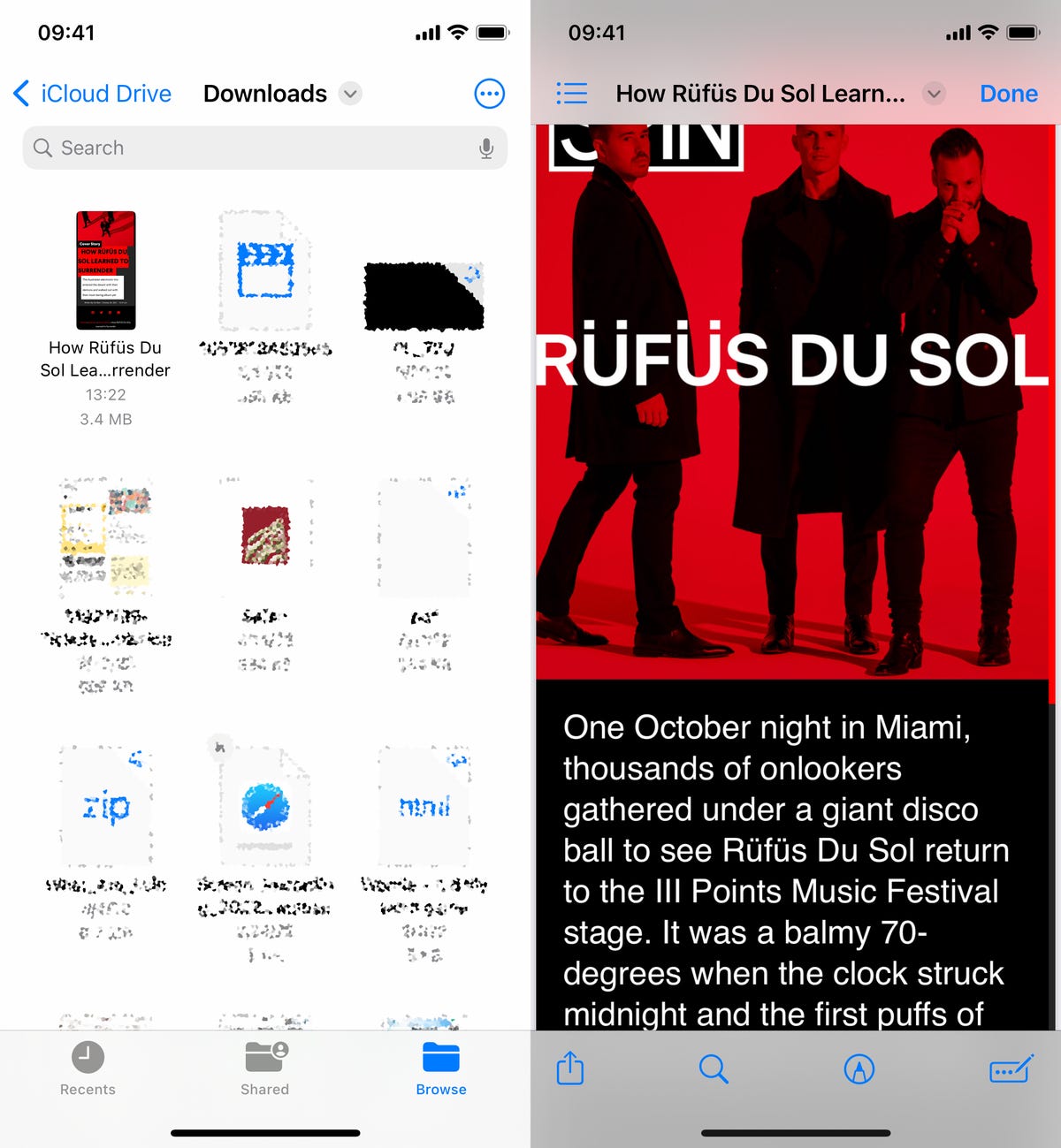 The Files app on iOS