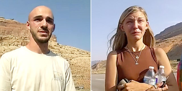 Brian Laundrie, left, and Gabby Petito pictured in Moab police bodycam during an Aug. 12, 2021 domestic violence stop that led to her family's wrongful death lawsuit against Moab.