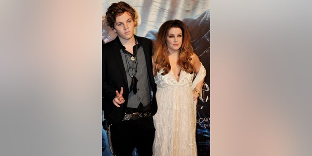 Ben Keough and Lisa Marie Presley attending the world premiere of "Harry Potter and the Deathly Hallows: Part 1" at Odeon Leicester Square on Nov. 11, 2010, in London, England. Presley's only son passed away in 2020 at age 27.