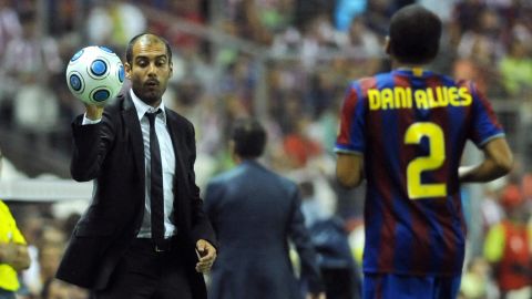 Alves, now playing in Brazil for Sao Paulo, calls Guardiola a 'genius.'