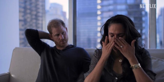 Meghan cried while sitting beside Prince Harry in a scene from their Netflix docuseries.