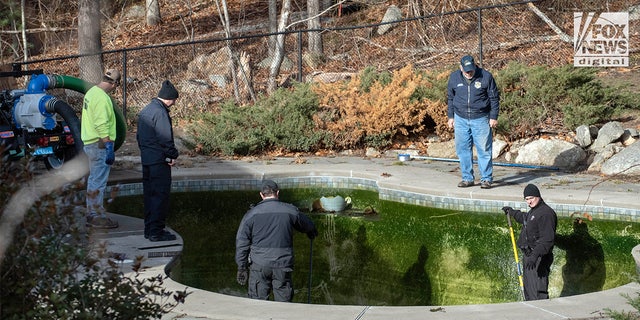 Individuals could be seen draining the pool at Ana Walshe's home; Walshe has been missing since New Year's Day. 