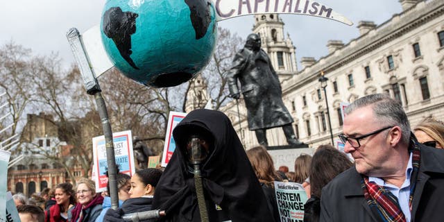 Students take part in a climate protest on March 15, 2019, in London. (Jack Taylor/Getty Images)