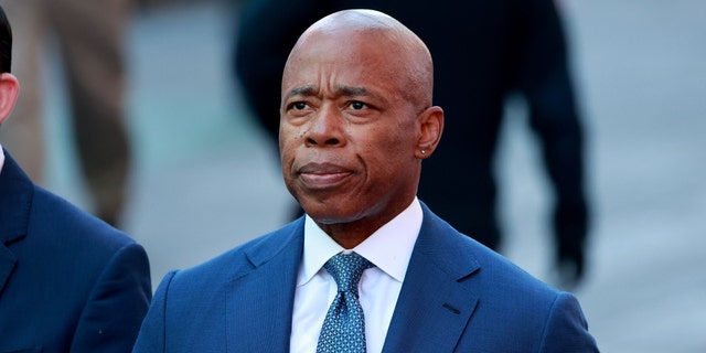 Mayor Eric Adams is pictured in Times Square in October. 