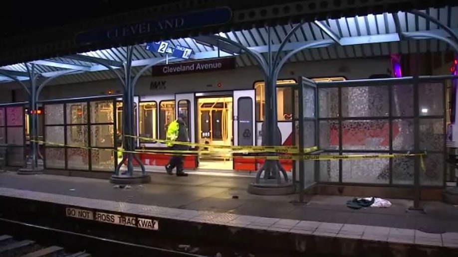 crime scene tape on train platform