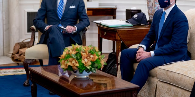 President Biden meets with Transportation Secretary Pete Buttigieg at the White House on March 4, 2021.