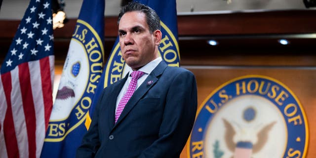 Rep. Pete Aguilar, D-Calif., attends a news conference in the Capitol Visitor Center after a meeting of the House Democratic Caucus on Tuesday, July 19, 2022. 