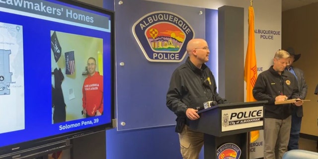 Albuquerque police give a press conference announcing the arrest of Solomon Pena.