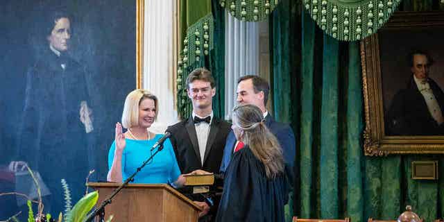 Texas Land Commissioner Dawn Buckingham sworn in as state's first female head of the agency.