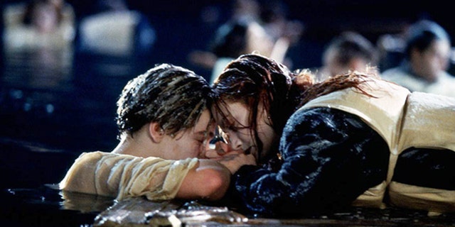 Leonardo DiCaprio as Jack and Kate Winslet as Rose in "Titanic."