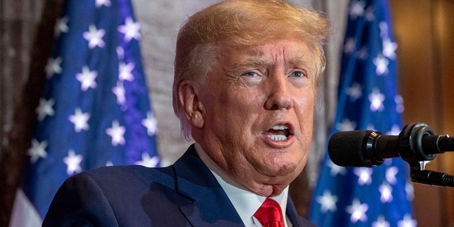 Former President Donald Trump speaks at a campaign event at the South Carolina Statehouse, Saturday, Jan. 28, 2023, in Columbia, S.C. 