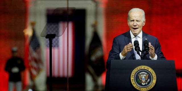 President Biden delivers remarks on what he calls the "continued battle for the Soul of the Nation" in front of Independence Hall at Independence National Historical Park, Philadelphia, Sept. 1, 2022.