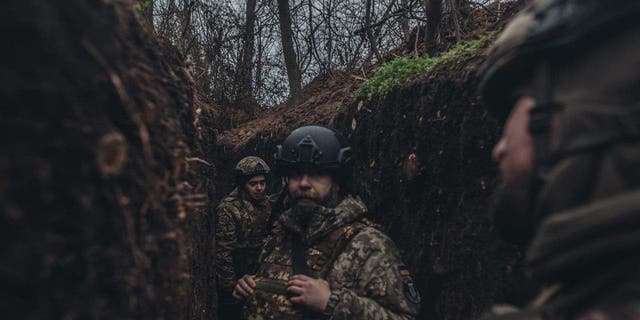 Ukrainian soldiers in a trench on the Vuhledar frontline in Donetsk Oblast, Ukraine, Jan. 5, 2023. 