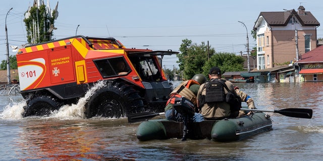 Flood rescue in Kherson, Ukraine