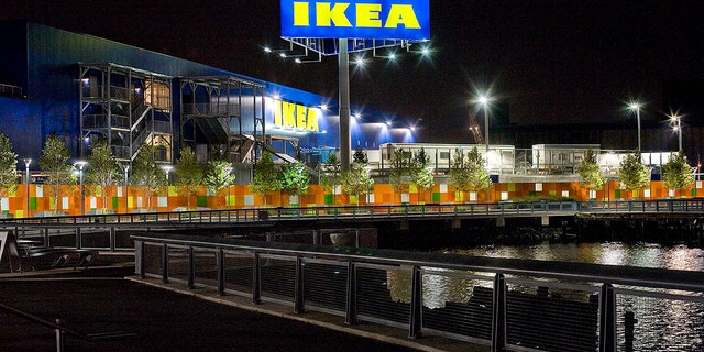 The IKEA store at night