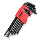 Set of 13 hex wrenches in a red clamp