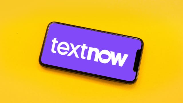 Textnow logo on a phone