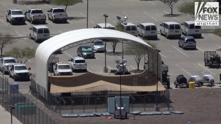 A view of the outdoor seating at the Ajo Border Patrol Station