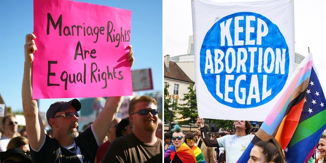 Marriage equality, abortion protest signs