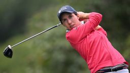 EVIAN-LES-BAINS, FRANCE - JULY 25: Carlota Ciganda of Spain plays a shot during the Amundi Evian Championship at Evian Resort Golf Club on July 25, 2023 in Evian-les-Bains, . (Photo by Stuart Franklin/Getty Images)